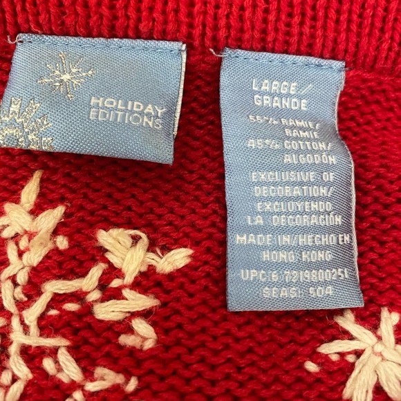 Holiday Editions Christmas Cardigan w/ Snowflakes & Town embroidery - size Large - Picture 5 of 7